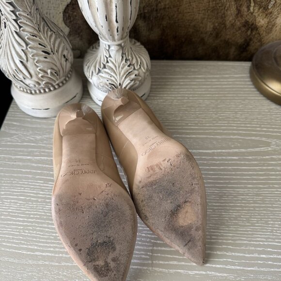 Jimmy Choo Anouk Nude Patent Leather Pumps - Picture 7 of 7